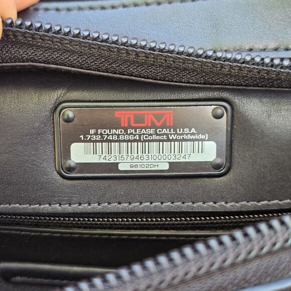 Authentic TUMI Black Leather Compact Wheeled Laptop Briefcase 96102DH $795 - Picture 4 of 13